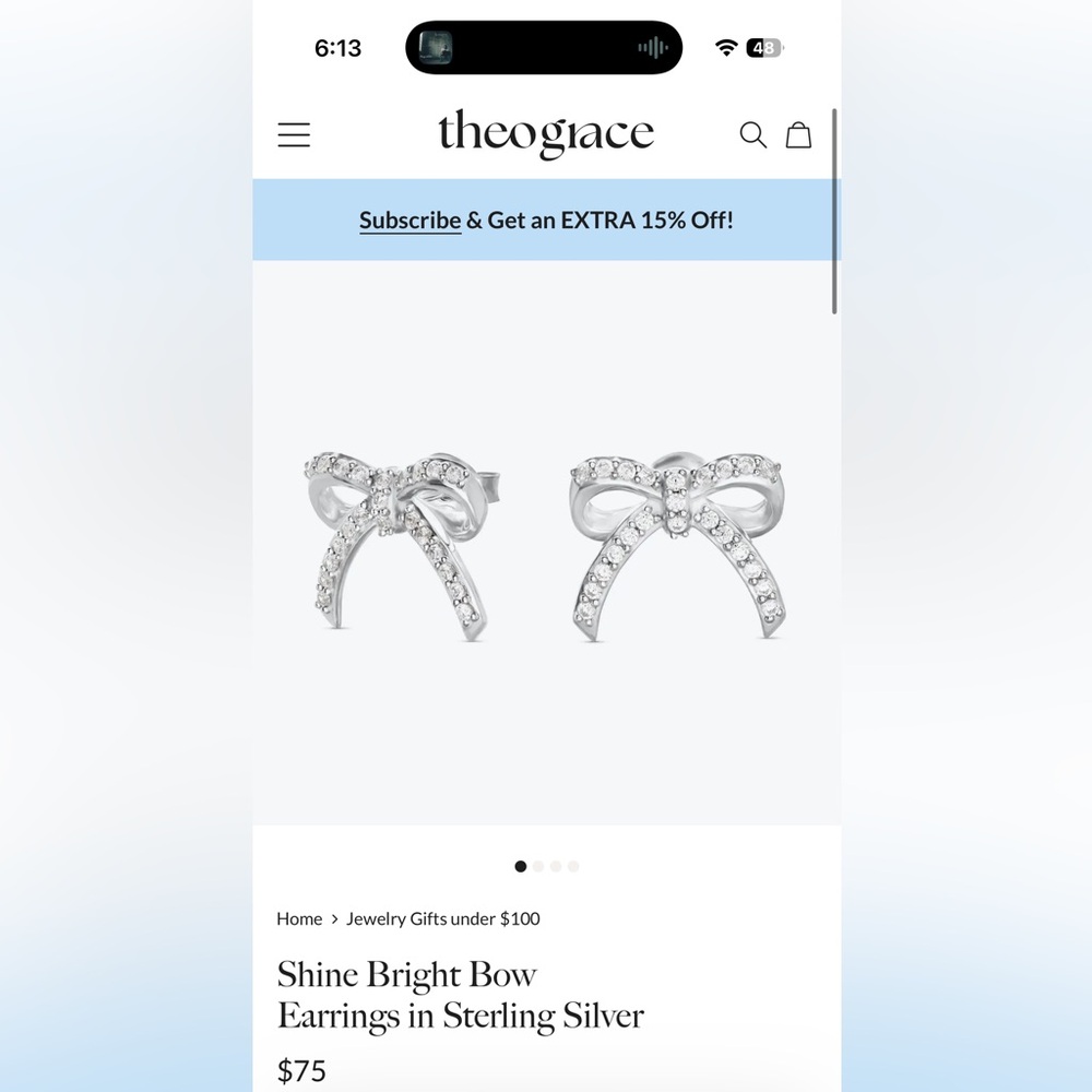 Theo Grace Nicky Hilton Silver Bow Stud Earrings
